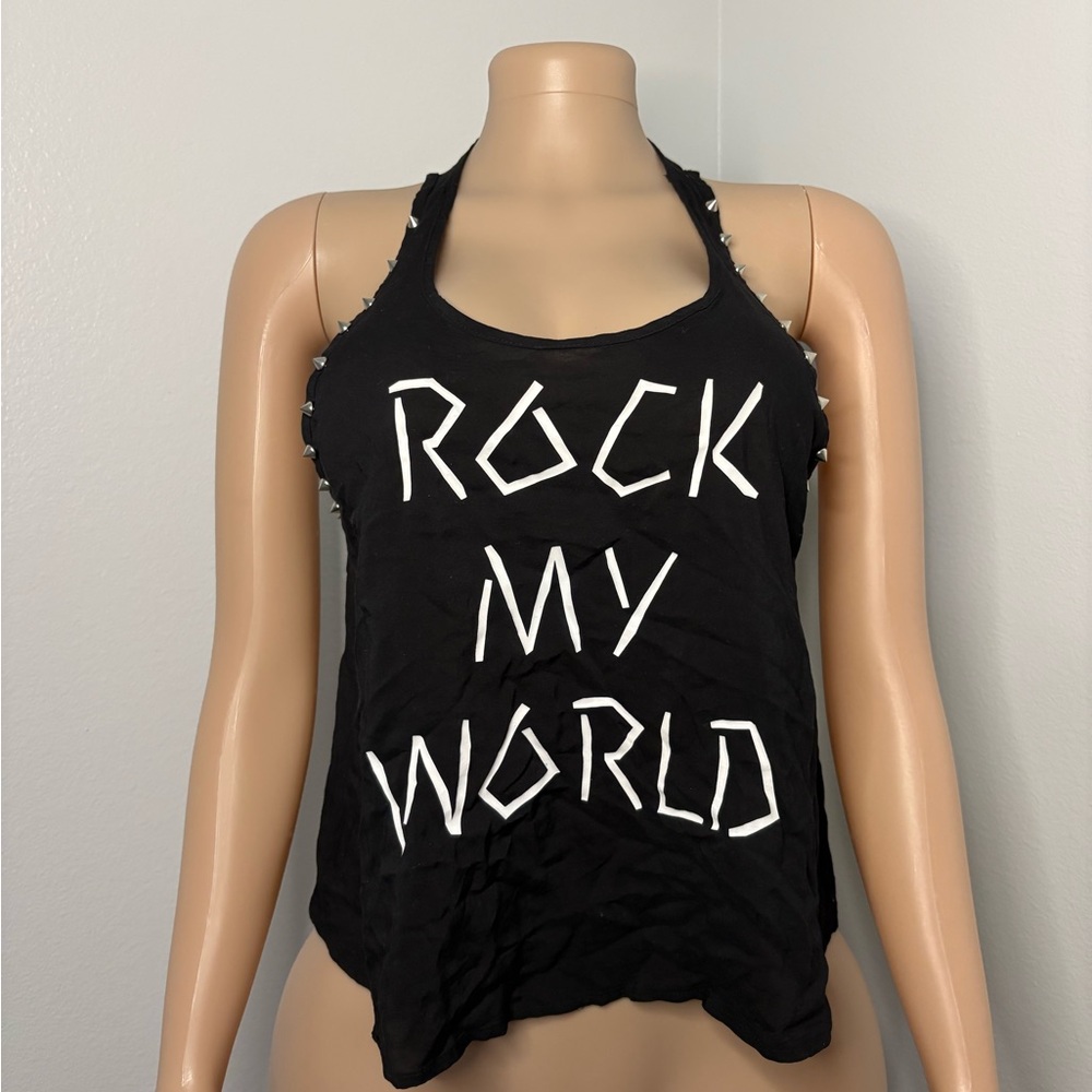 “Rock My World” Black Graphic Tank Top